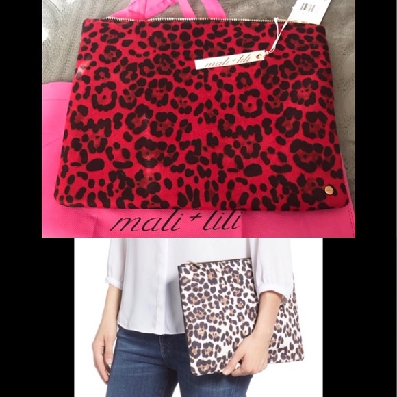 Leopard Print Vegan Leather clutch WITH Dust Bag!! - Picture 1 of 7